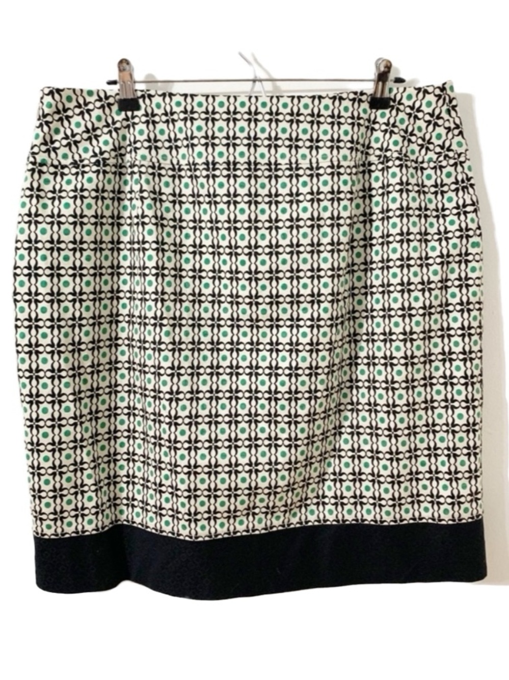 Ann Taylor Factory Fully Lined Cotton Blend Skirt Side Invisible Zip Black Band